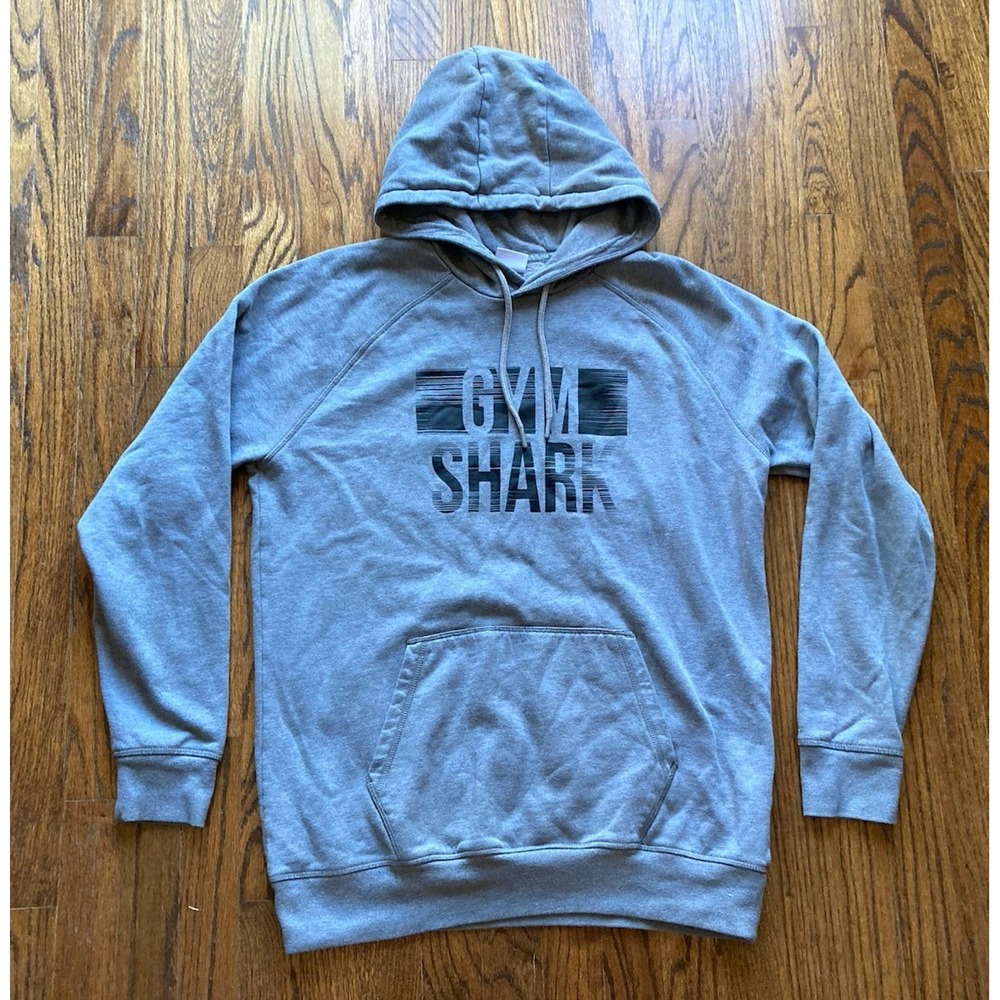 Gymshark Mens Hoodie Sweatshirt Size Large Gray Workout Pockets Drawstring